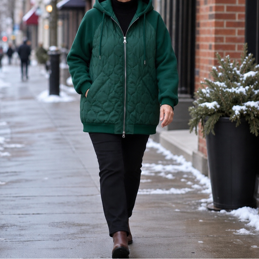 Kaitlin | Cozy Spliced Hooded Jacket