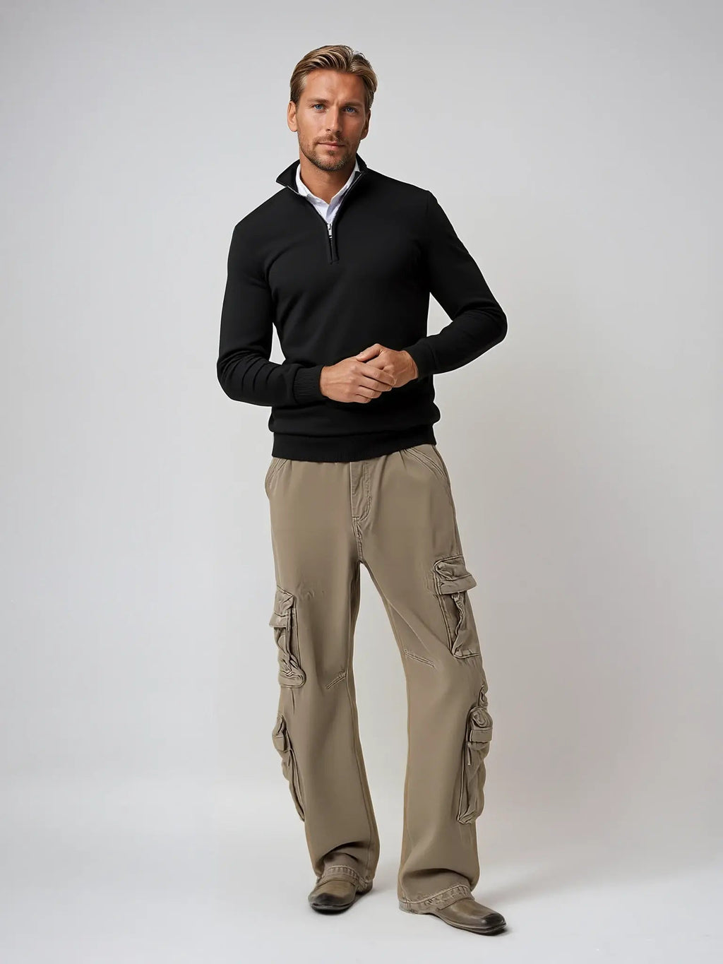 Kane | Half-Zip Knit Collared Sweater