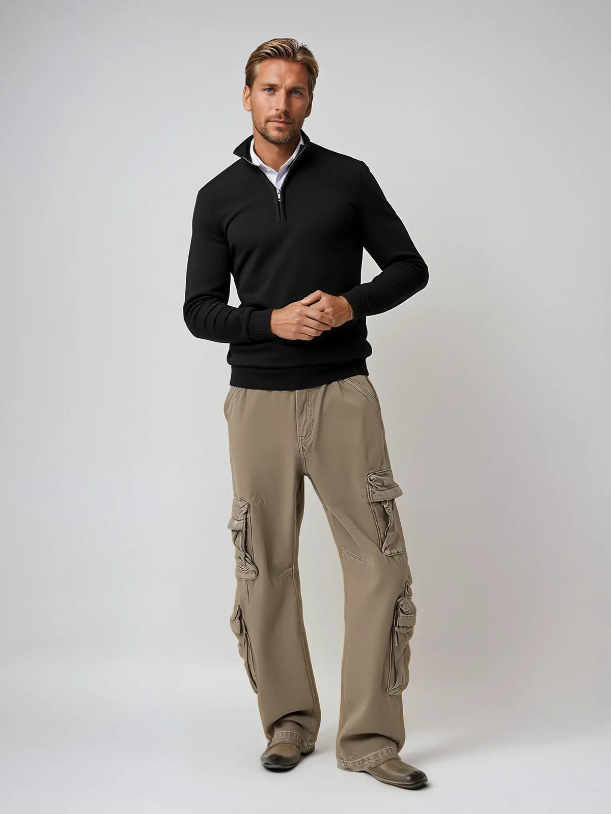 Kane | Half-Zip Knit Collared Sweater