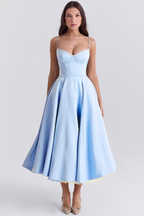 Kathleen | Tulle Midi Dress with Adjustable Straps