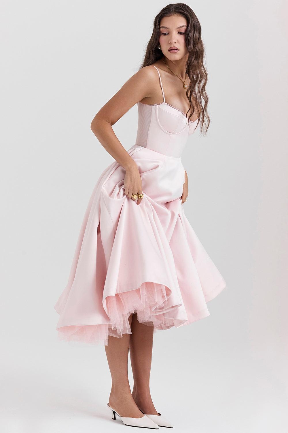 Kathleen | Tulle Midi Dress with Adjustable Straps