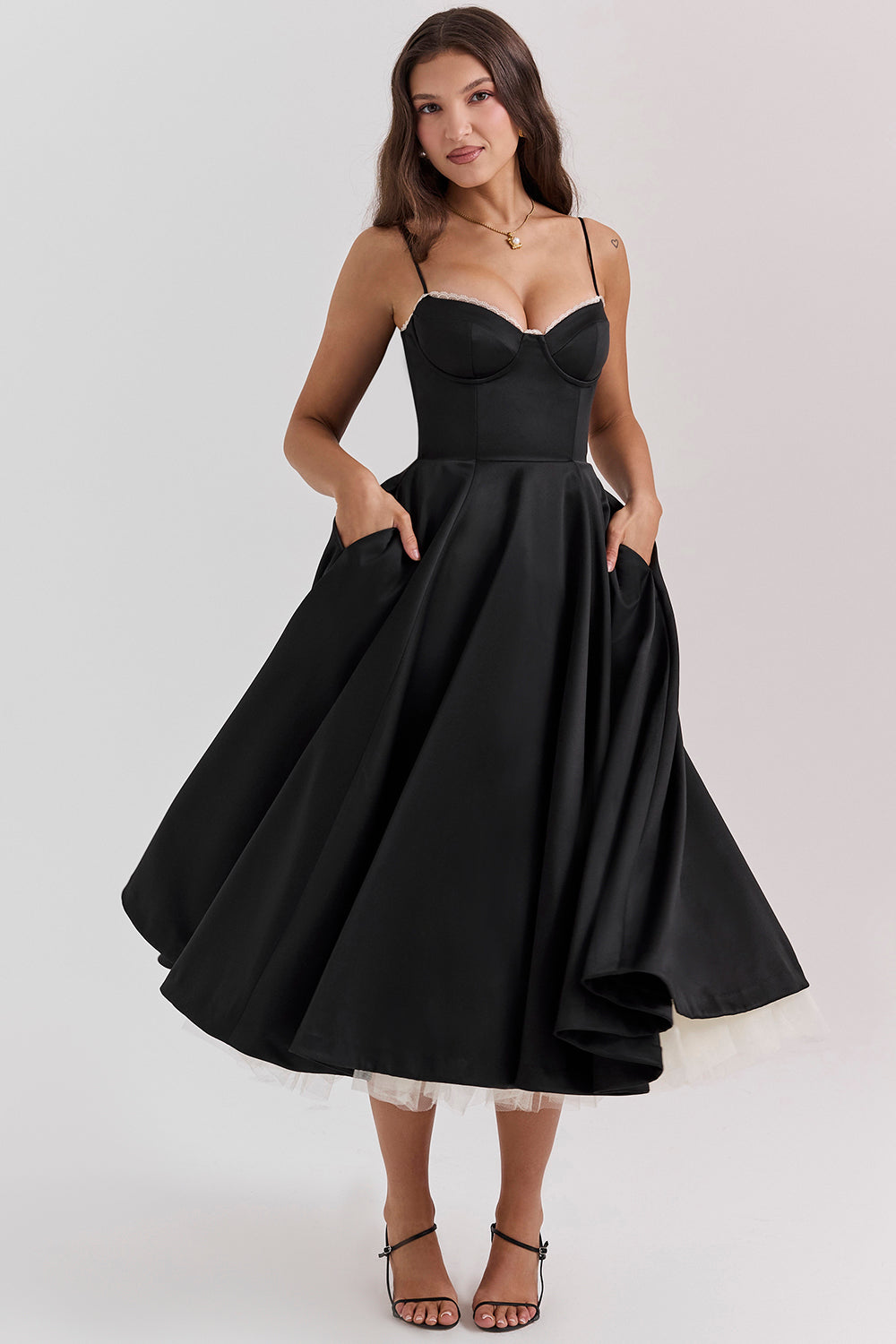 Kathleen | Tulle Midi Dress with Adjustable Straps