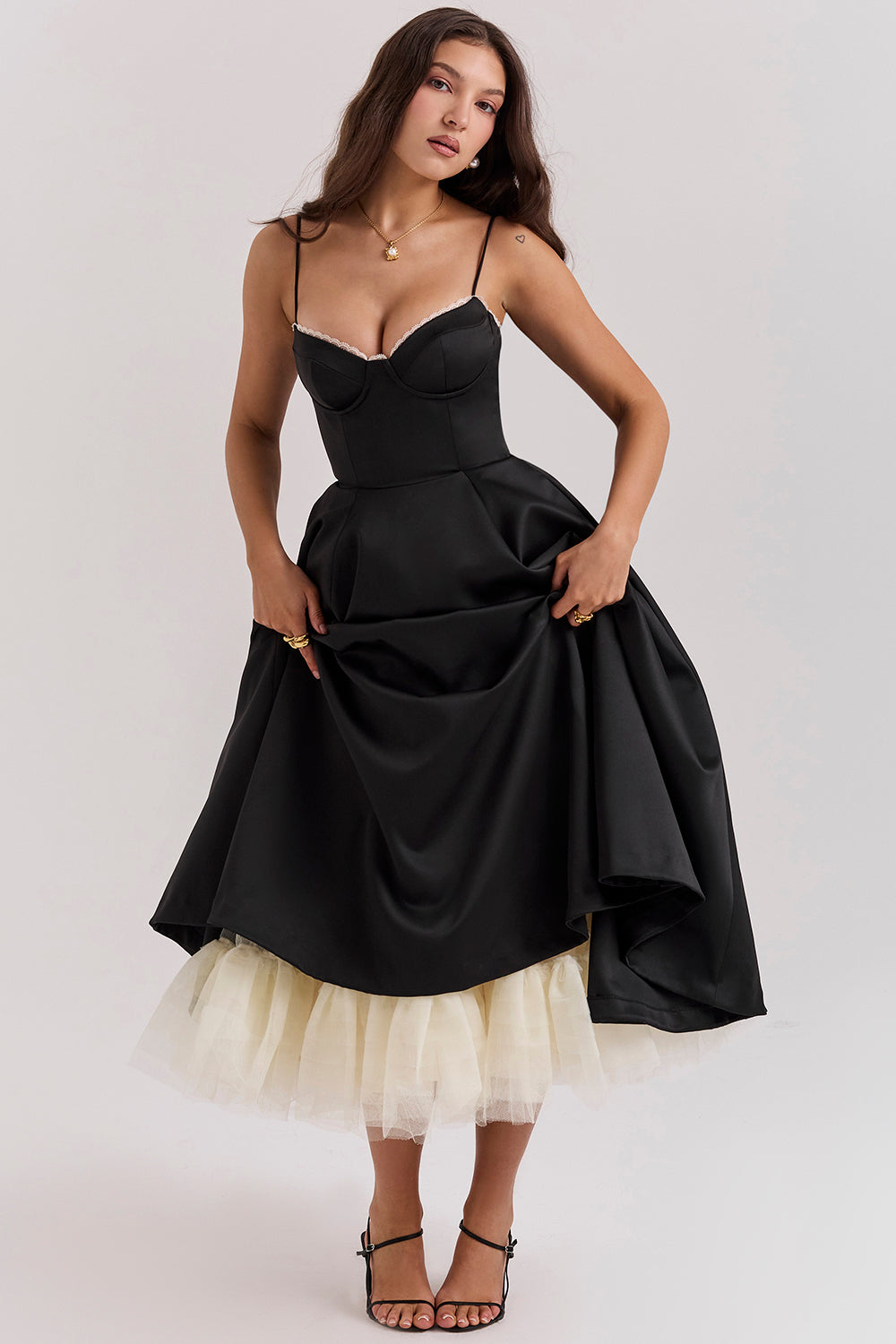 Kathleen | Tulle Midi Dress with Adjustable Straps
