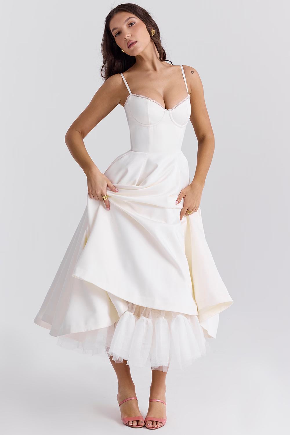 Kathleen | Tulle Midi Dress with Adjustable Straps