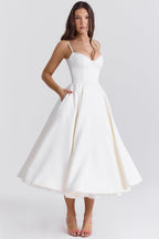 Kathleen | Tulle Midi Dress with Adjustable Straps