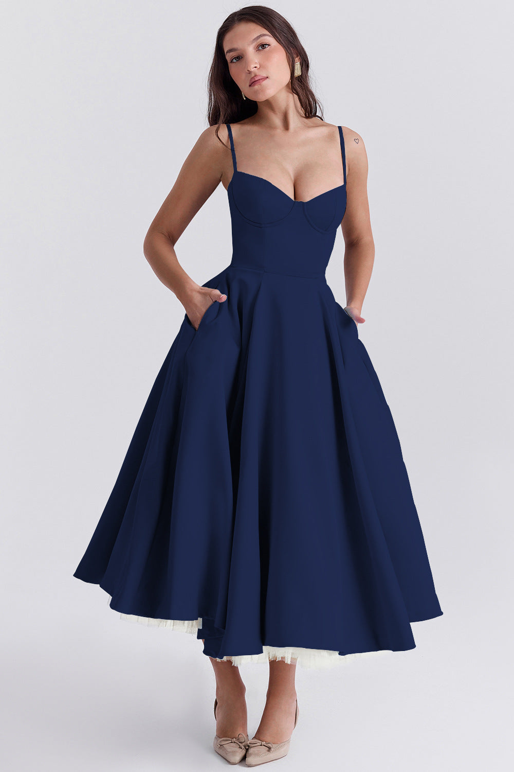 Kathleen | Tulle Midi Dress with Adjustable Straps
