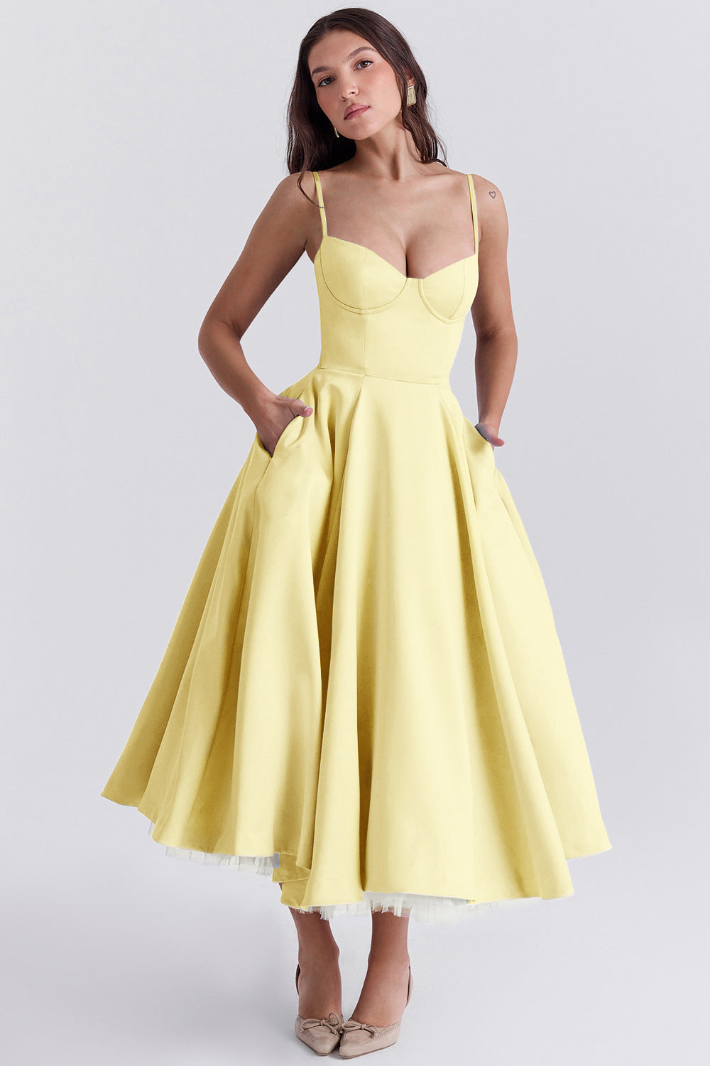 Kathleen | Tulle Midi Dress with Adjustable Straps