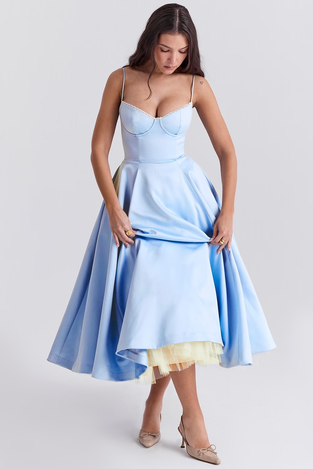 Kathleen | Tulle Midi Dress with Adjustable Straps