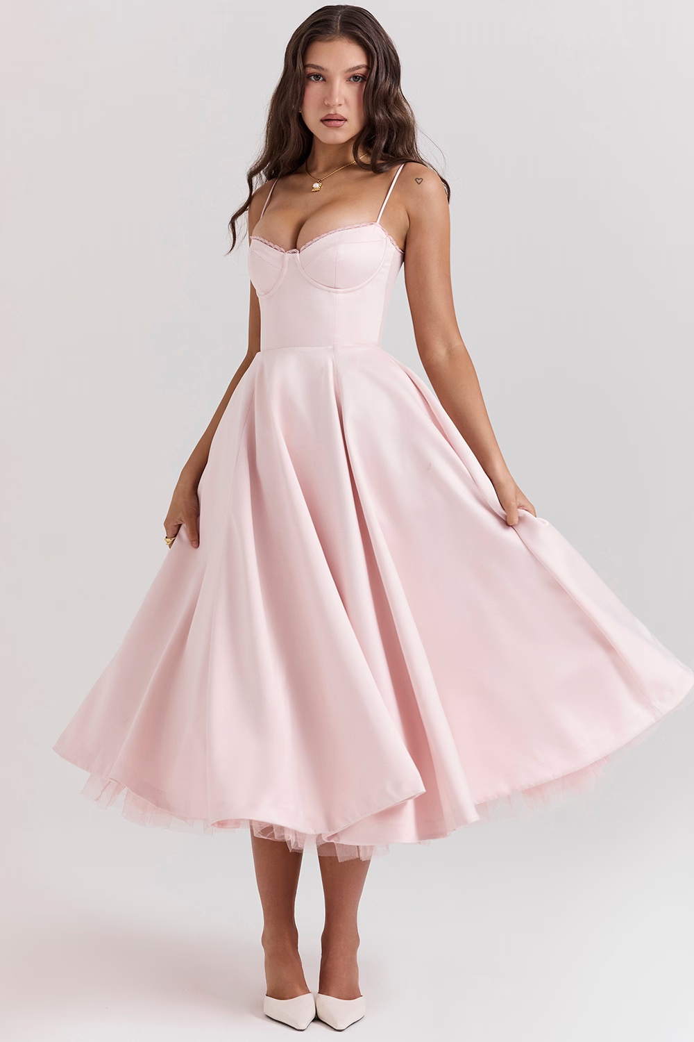 Kathleen | Tulle Midi Dress with Adjustable Straps