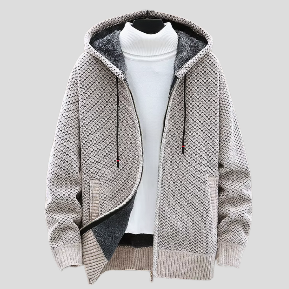 Keegan | Textured Knit Fleece-Lined Full-Zip Hoodie