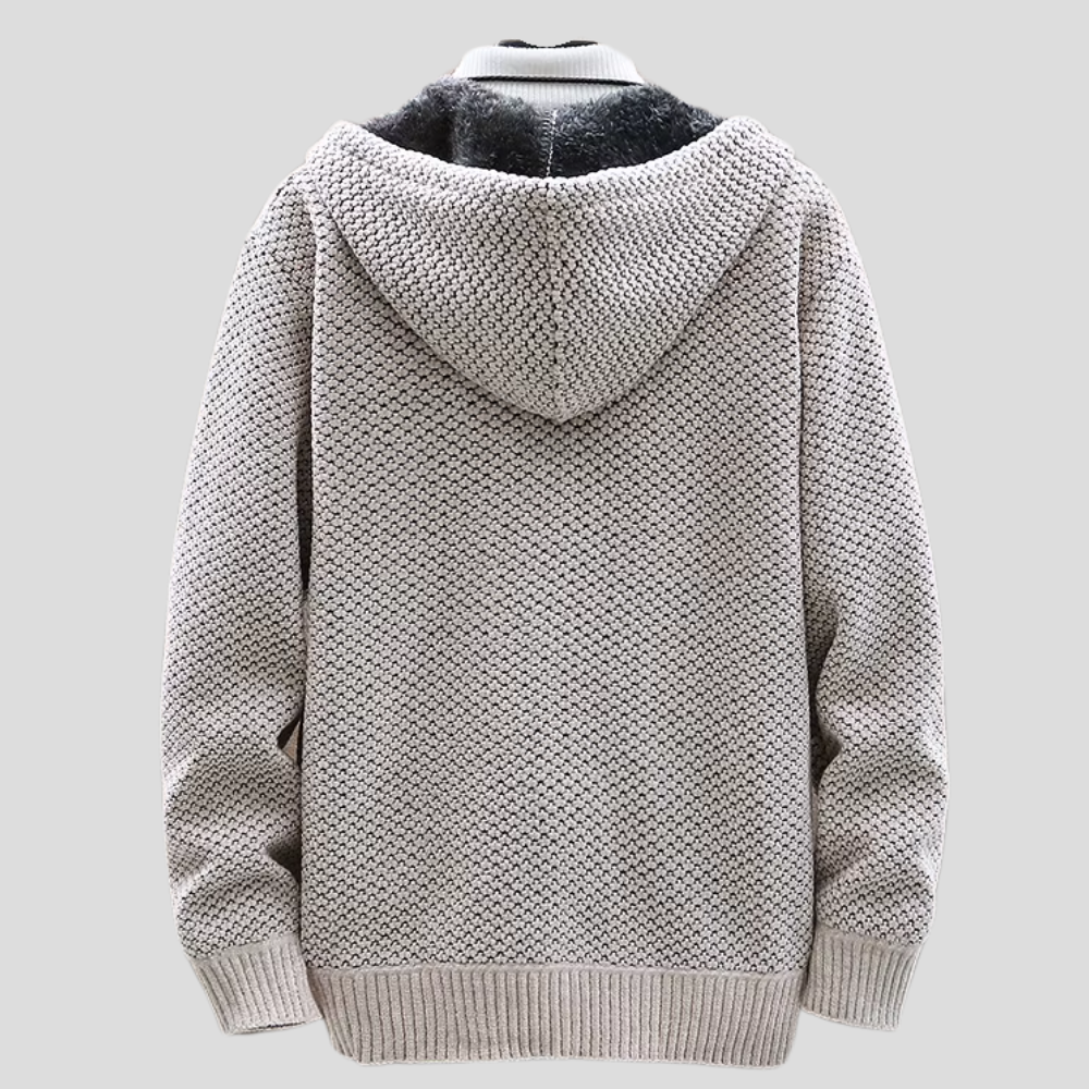 Keegan | Textured Knit Fleece-Lined Full-Zip Hoodie