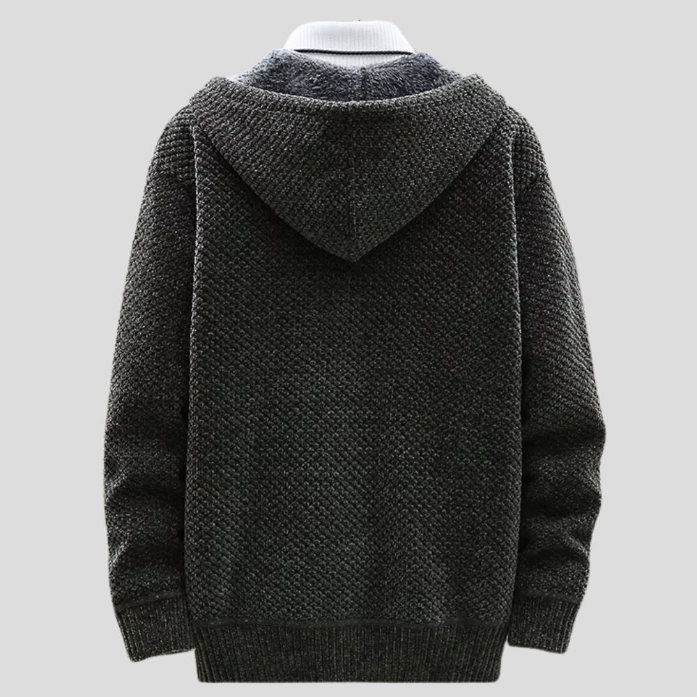 Keegan | Textured Knit Fleece-Lined Full-Zip Hoodie