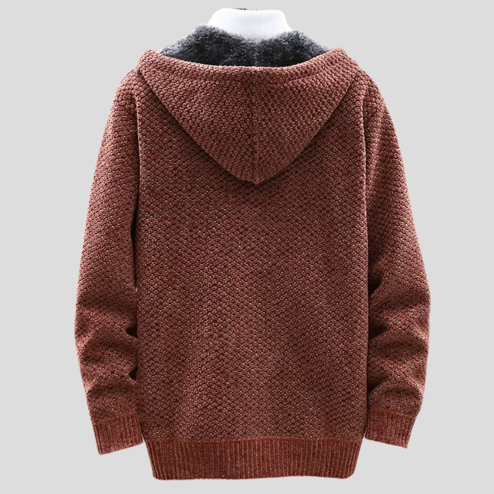 Keegan | Textured Knit Fleece-Lined Full-Zip Hoodie
