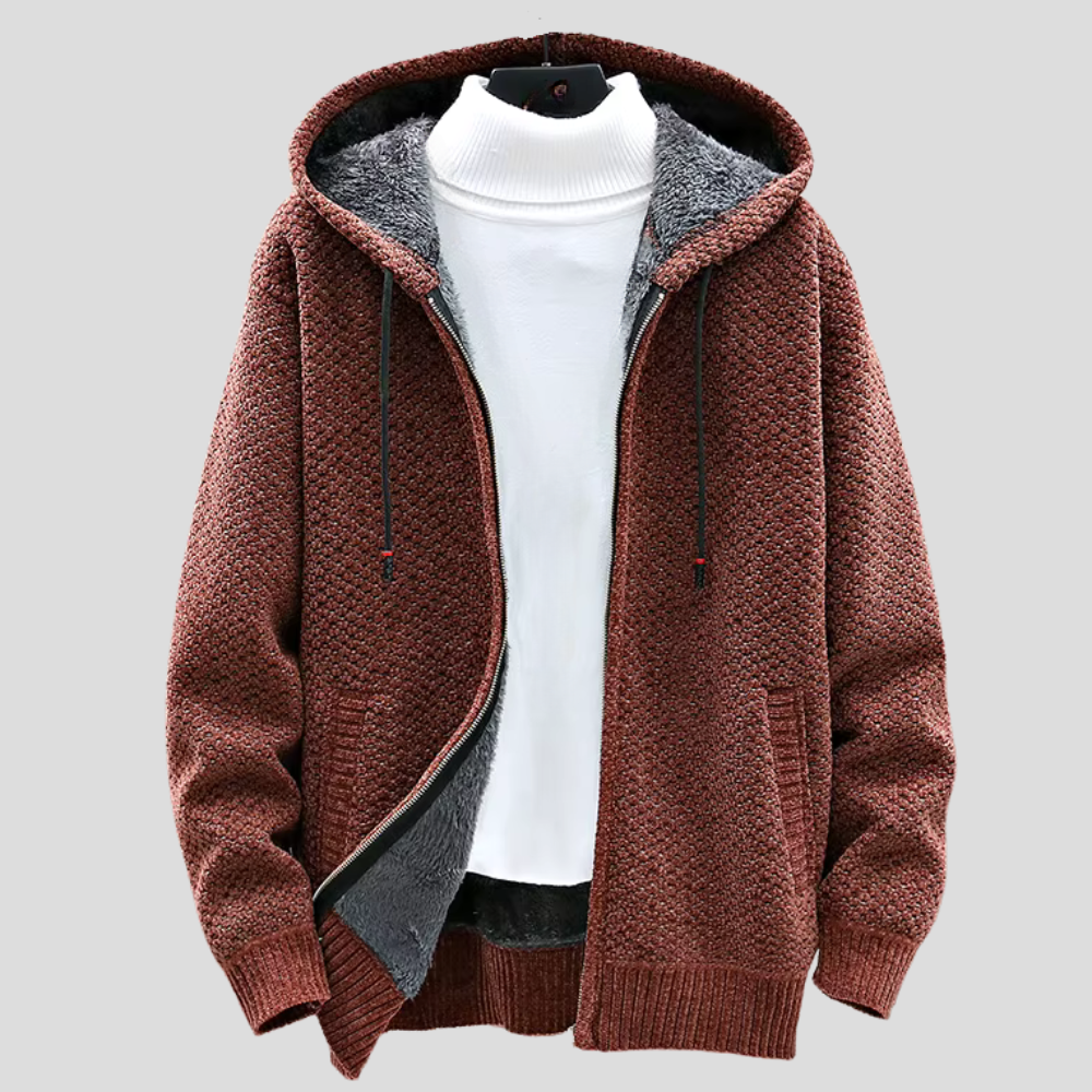 Keegan | Textured Knit Fleece-Lined Full-Zip Hoodie