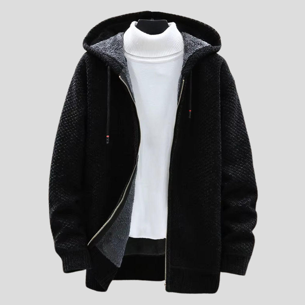Keegan | Textured Knit Fleece-Lined Full-Zip Hoodie
