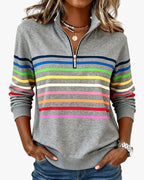 Kelli | Striped Quarter-Zip Knit Sweater