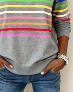 Kelli | Striped Quarter-Zip Knit Sweater