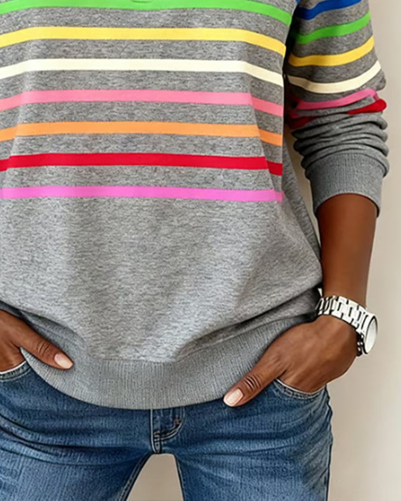 Kelli | Striped Quarter-Zip Knit Sweater