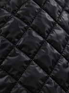Kendra quilted bomber jacket – close-up of the diamond quilting (Black)