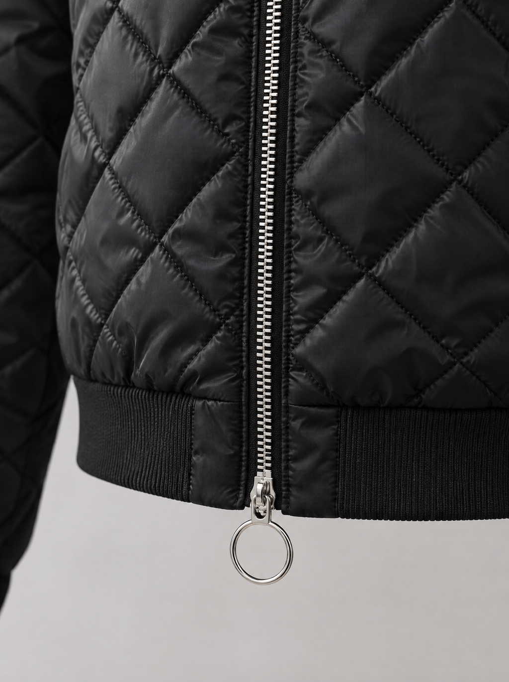 Kendra quilted bomber jacket – zipper with ring pull (Black)