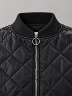 Kendra quilted bomber jacket – ribbed collar (Black)