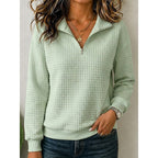 Kerri | Waffle Quarter-Zip Polo Sweater