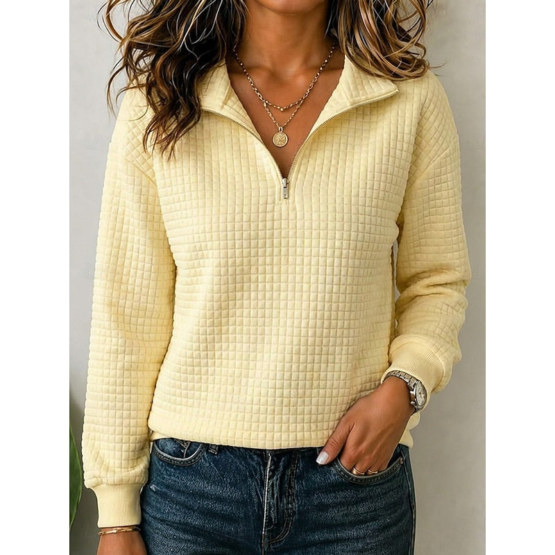 Kerri | Waffle Quarter-Zip Polo Sweater