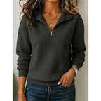 Kerri | Waffle Quarter-Zip Polo Sweater
