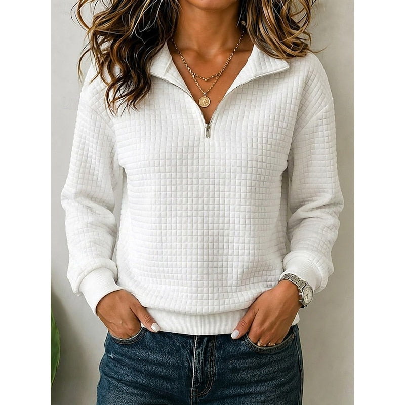 Kerri | Waffle Quarter-Zip Polo Sweater