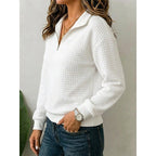Kerri | Waffle Quarter-Zip Polo Sweater