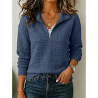 Kerri | Waffle Quarter-Zip Polo Sweater