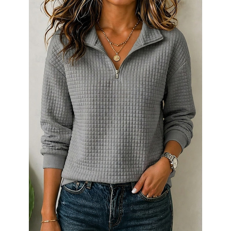 Kerri | Waffle Quarter-Zip Polo Sweater