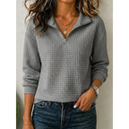 Kerri | Waffle Quarter-Zip Polo Sweater