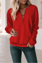 Krista | Cable-Knit Half-Zip Hip-Length Sweater