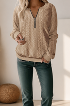 Krista | Cable-Knit Half-Zip Hip-Length Sweater