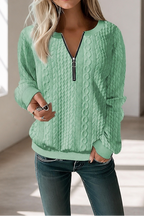 Krista | Cable-Knit Half-Zip Hip-Length Sweater