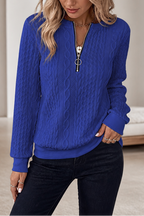 Krista | Cable-Knit Half-Zip Hip-Length Sweater