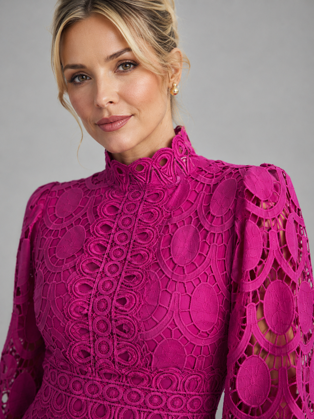 Lara | Long-Sleeve Lace Midi Dress