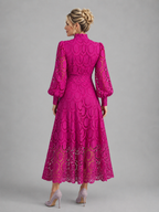 Lara | Long-Sleeve Lace Midi Dress