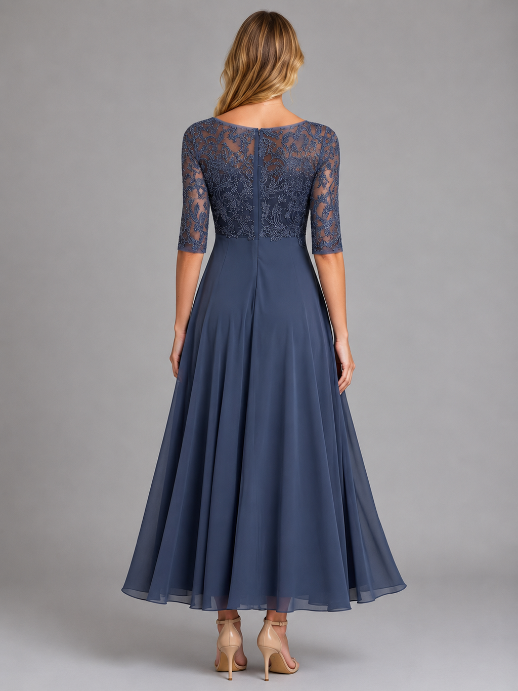 Larissa | Lace and Chiffon Midi Dress
