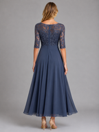 Larissa | Lace and Chiffon Midi Dress