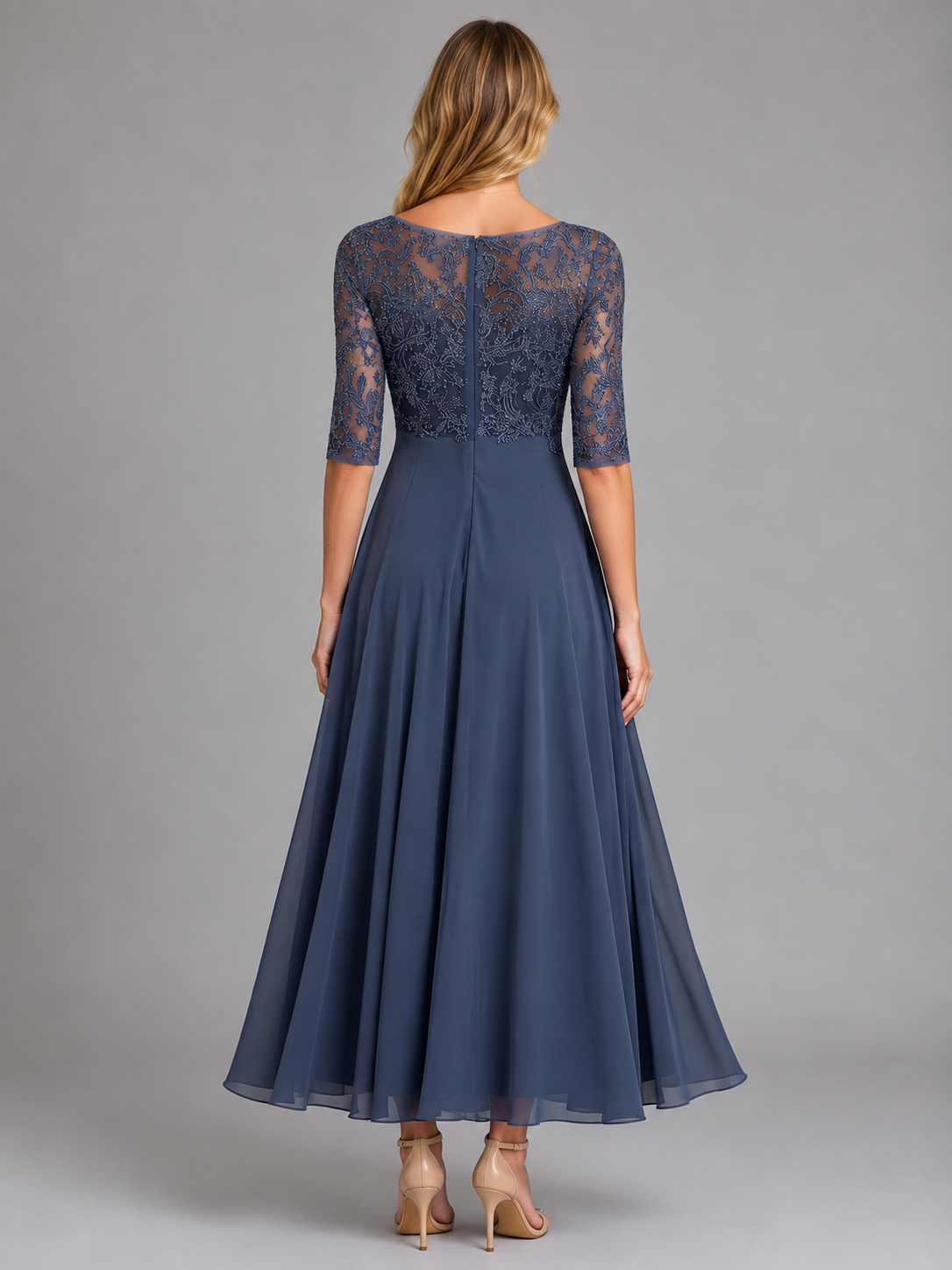 Larissa | Lace and Chiffon Midi Dress