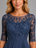 Larissa | Lace and Chiffon Midi Dress