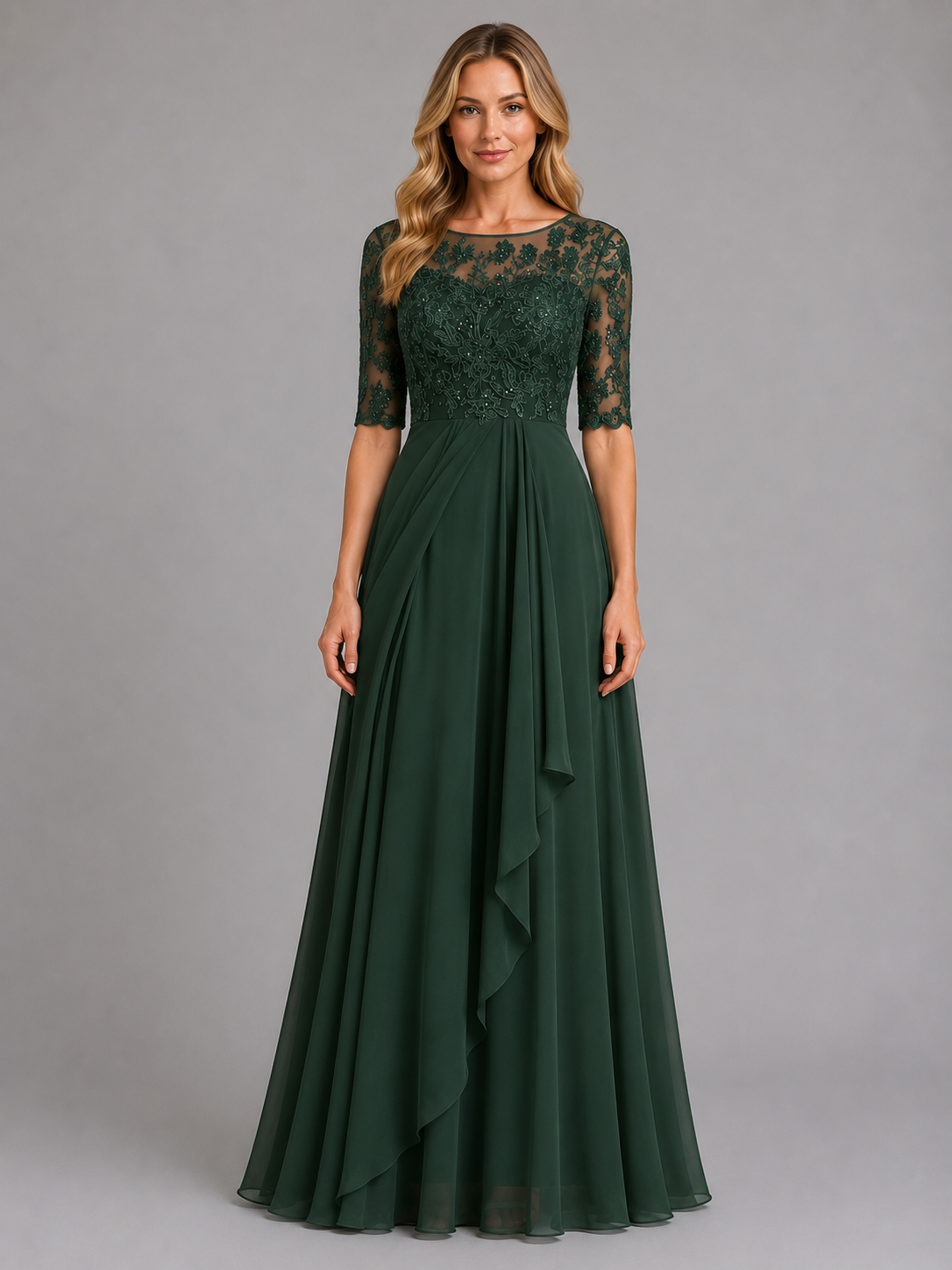 Larissa | Lace and Chiffon Midi Dress