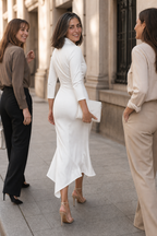 Laurie | Wrap-Front Stretch Satin Midi Dress
