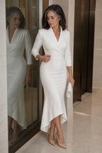 Laurie | Wrap-Front Stretch Satin Midi Dress
