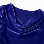 Leia | Sequin Sleeve Cowl Neck Velvet-Look Dress