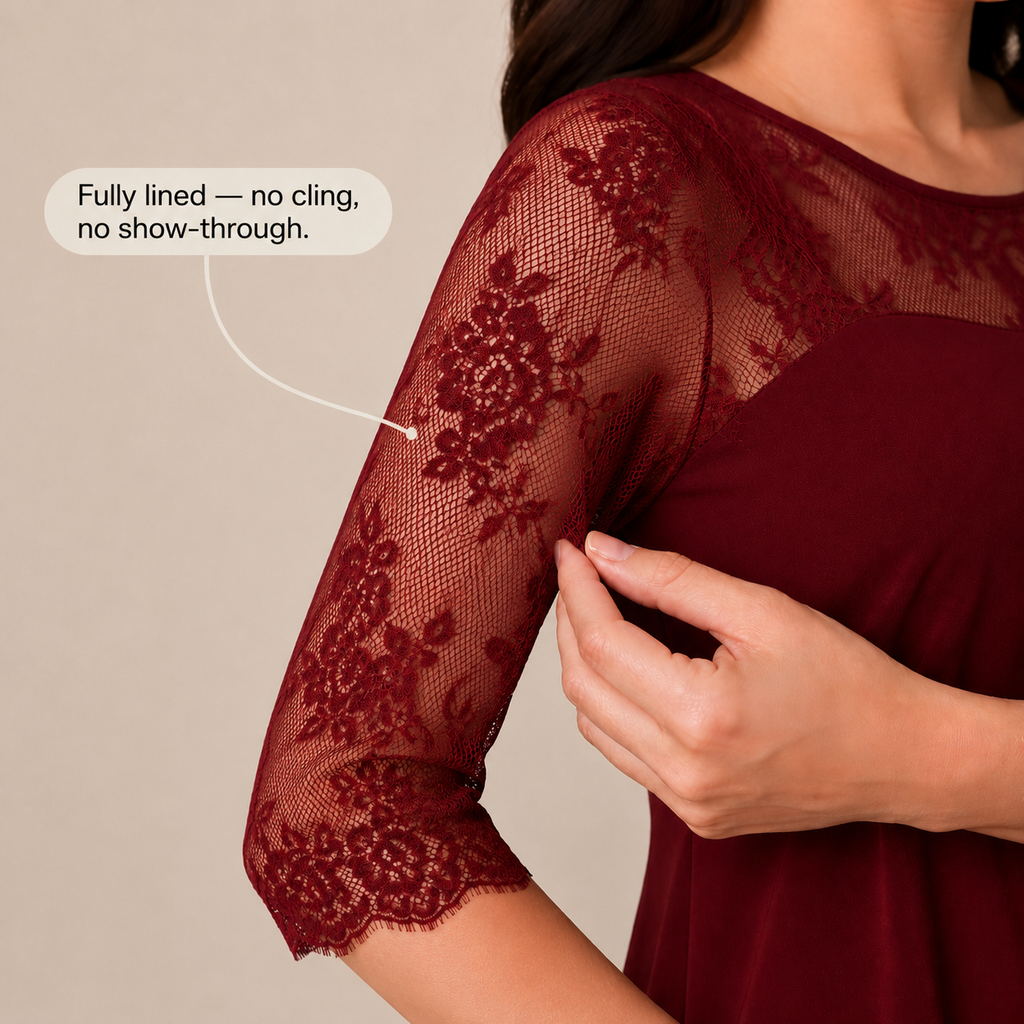 Leigh | High-Low Lace-Look Overlay Dress