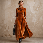 Lenora | Cowl-Neck Velvet-Look Maxi Dress