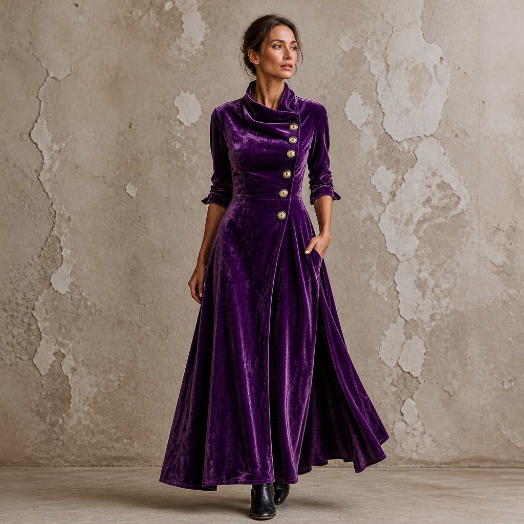 Lenora | Cowl-Neck Velvet-Look Maxi Dress